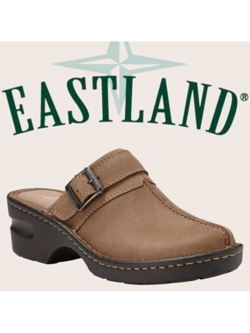 EASTLAND Hand-Stiched Genuine Suede Strap & Buckle Mae Clogs NWT/11M